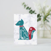 Vintages Blaues Skandinavien Postkarte (Stehend Vorderseite)