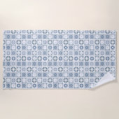Vintages blaues Tile Strandtuch (Vorderseite)