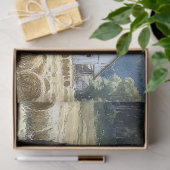 Vintages blaues Traktor-Aquarellfarbendekoupage Seidenpapier (Geschenk)