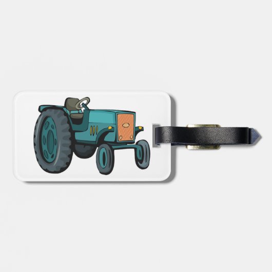 Vintages blaues Traktor Gepäckanhänger (Rückseite horizontal)