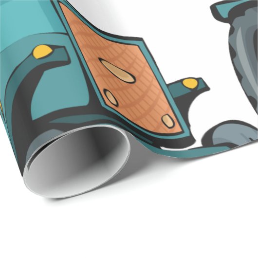 Vintages blaues Traktor Geschenkpapier (Rolleneckpunkt)