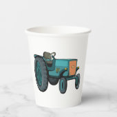 Vintages blaues Traktor Pappbecher (Vorderseite)