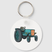 Vintages blaues Traktor Schlüsselanhänger (Vorderseite)