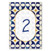 Vintages blaues und gelbes portugiesisches Muster  Tischnummer (Rückseite)