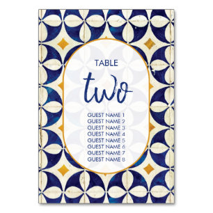 Vintages blaues und gelbes portugiesisches Muster  Tischnummer