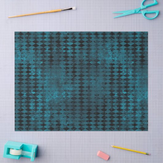 Vintages blaues und schwarzes Harlequin-Vertikalmu Seidenpapier (Basteln)