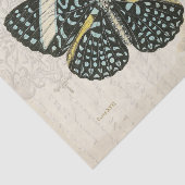 Vintages blaues und schwarzes Schmetterlingspapier Seidenpapier (Ausschnitt)