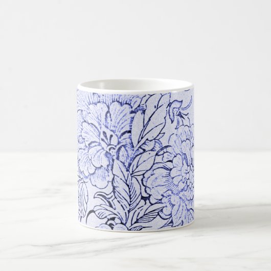 Vintages blaues und weißes Blumen Kaffeetasse (Mittel)