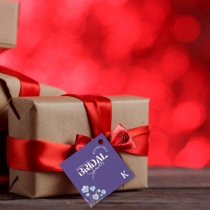Vintages blaues Wasserfarben-Brautparty Geschenkanhänger