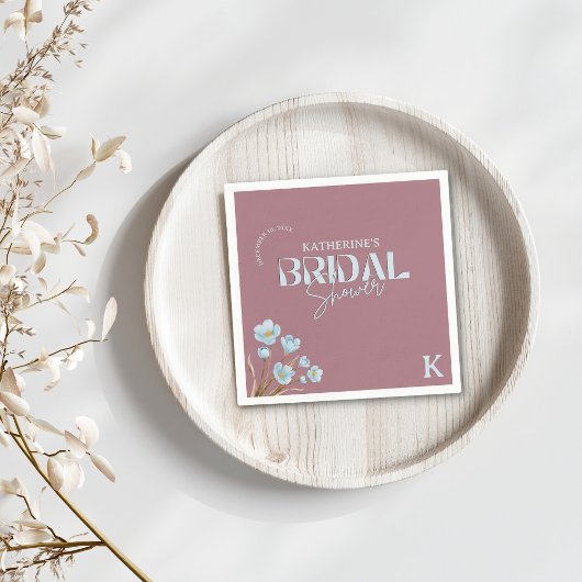 Vintages blaues Wasserfarben-Brautparty Serviette