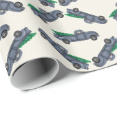 Vintages blaues Weihnachtsbaumtruckpapier Geschenkpapier (Rolleneckpunkt)