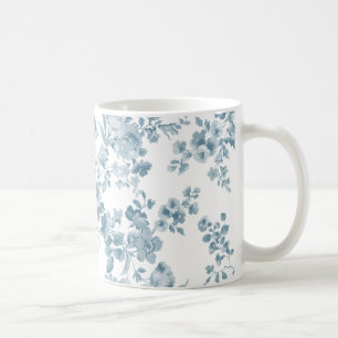 Vintages blaues weißes böhmisches elegantes Blum Kaffeetasse