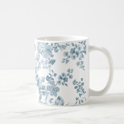 Vintages blaues weißes böhmisches elegantes Blumen Kaffeetasse (Rechts)