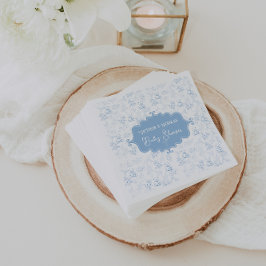 Vintages blaues weißes Spielzeug Floral Baby Dusch Serviette