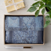 Vintages blaues Zierarchitektur Seidenpapier (Geschenk)