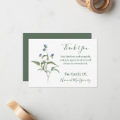 Vintages blaugrünes Beileid mit Blumenmuster Viele Mitteilungskarte (Vorderseite/Rückseite Beispiel)