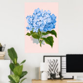 Vintages Blaulauchblauer Hydrangea Poster (Heimbüro)
