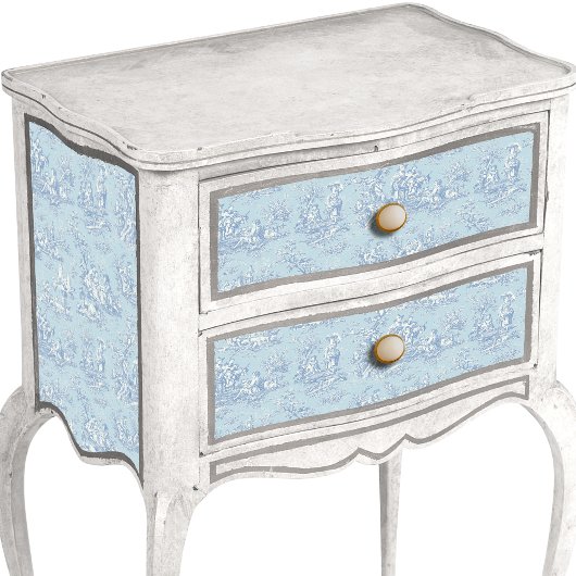 Vintages bläulich-graues Toile de jouy Seidenpapier