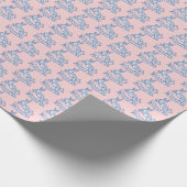 Vintages Blaurosa Bunny Rabbit Muster Niedlich Geschenkpapier (Ecke)