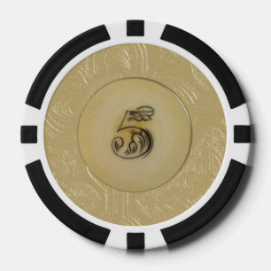 Vintages Blick-Elfenbein 5 Poker-Chips Pokerchips