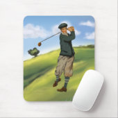 Vintages Blick Golfspieler-Golf Mousepad (Mit Mouse)
