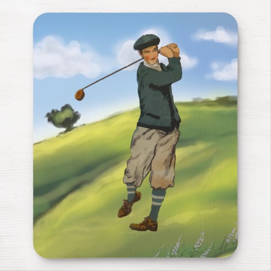 Vintages Blick Golfspieler-Golf Mousepad (Vorne)