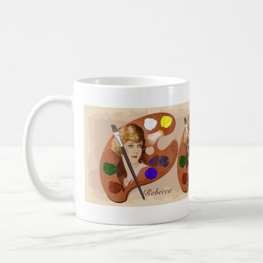 Vintages Blickkünstler pallette mit dem Gesicht Kaffeetasse (Links)