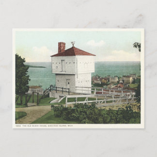 Vintages Blockhaus Mackinac Insel Michigan Postkarte