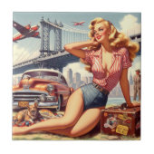 Vintages Blonde-Button Fliese (Vorderseite)