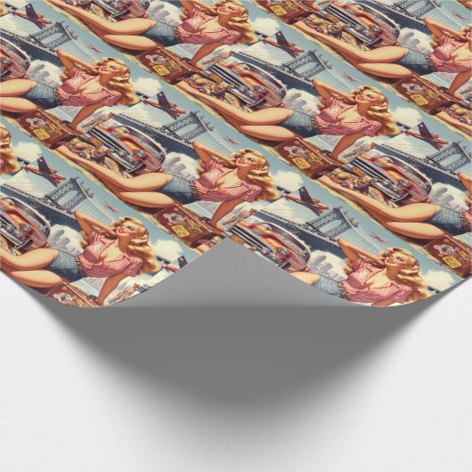 Vintages Blonde-Button Geschenkpapier (Ecke)