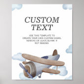 Vintages Blue Airplane Geburtstagspartei Benutzerz Poster (Vorne)