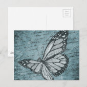 Vintages Blue Butterfly-Design Postkarte (Vorne/Hinten)