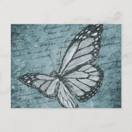 Vintages Blue Butterfly-Design Postkarte