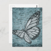Vintages Blue Butterfly-Design Postkarte (Vorne/Hinten)