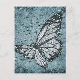 Vintages Blue Butterfly-Design Postkarte
