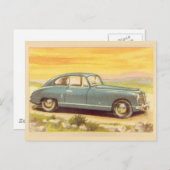 Vintages Blue Car Print Postkarte (Vorne/Hinten)