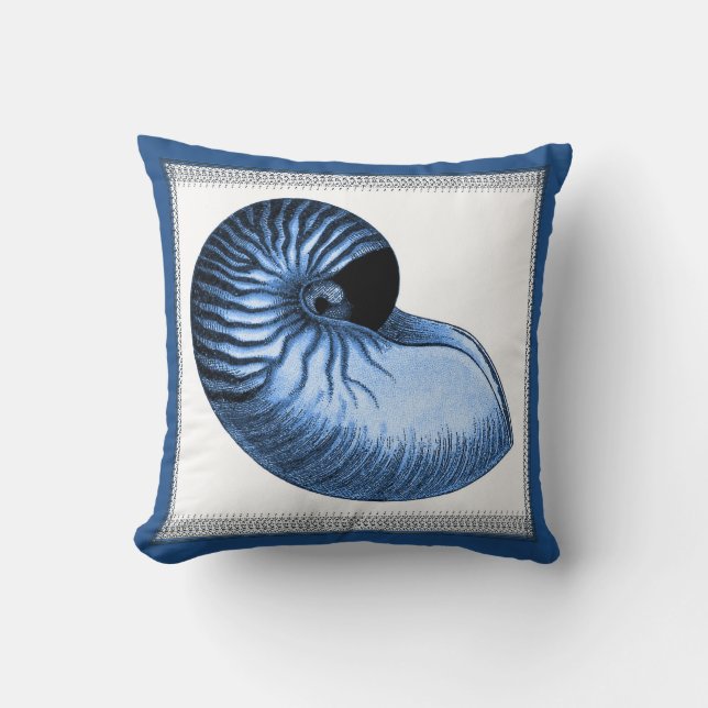 Vintages Blue Chambered Nautilus Muschel Pilz Kissen (Vorderseite)
