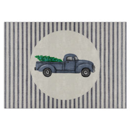 Vintages Blue Christmas Tree Truck Cutting Board Schneidebrett