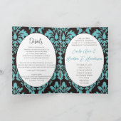 Vintages Blue Damask Foto Hochzeit Bi-Falte Einladung (Innenseite)