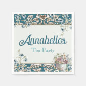 Vintages Blue Floral Tee Party Serviette (Vorderseite)