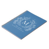 Vintages Blue Floral Wappen Monogram Notebook Notizblock (Linke Seite)