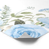 Vintages Blue Floral Wedding Sign Poster (Ecke)