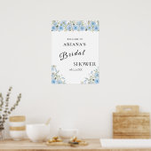 Vintages Blue Floral Wedding Sign Poster (Küche)