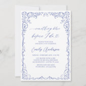 Vintages Blue Frame Elegantes Brautparty Einladung (Vorderseite)