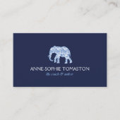 Vintages Blue Gemustert Elephant Logo Visitenkarte (Vorderseite)