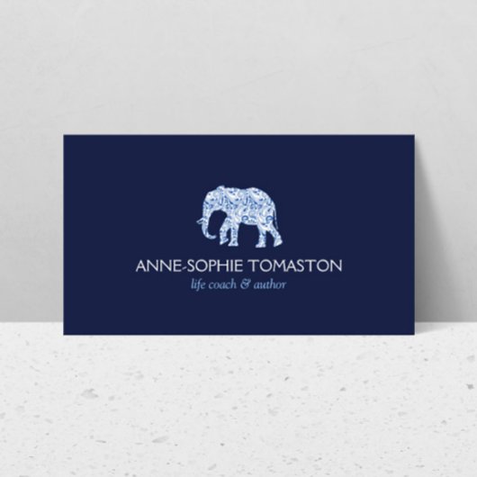 Vintages Blue Gemustert Elephant Logo Visitenkarte
