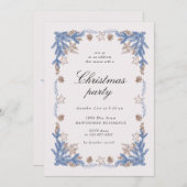 Vintages Blue Golden Party Einladung (Vorne/Hinten)