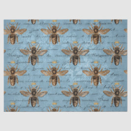 Vintages Blue Honey Bee Decoupage Tissue Seidenpapier