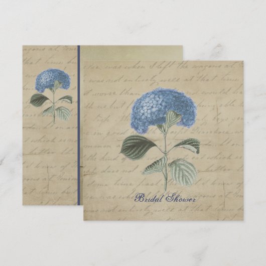 Vintages Blue Hydrangea-Brautparty Einladung (Vorne/Hinten)