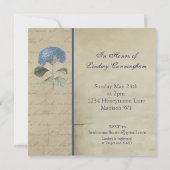 Vintages Blue Hydrangea-Brautparty Einladung (Rückseite)